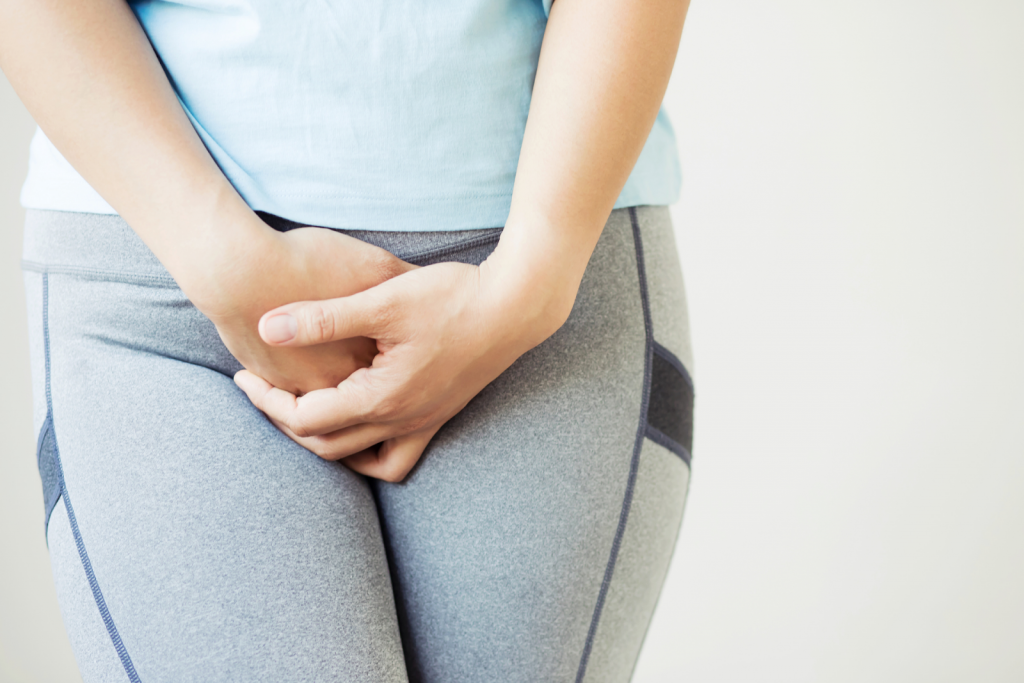 A woman suffering from stress incontinence